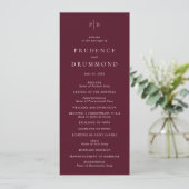 Deep Burgundy Elegant Classic Wedding Programmakaart (Staand voorkant)