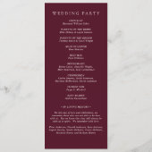 Deep Burgundy Elegant Classic Wedding Programmakaart (Achterkant)