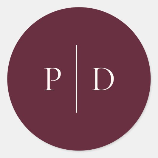 Deep Burgundy Elegant Classic Wedding Ronde Sticker (Voorkant)