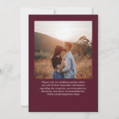 Deep Burgundy Elegant Classic Wedding Save The Date (Achterkant)