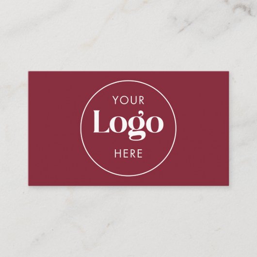 Deep Burgundy Elegant Custom Company Logo QR Code Visitekaartje (Voorkant)