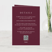 Deep Burgundy Elegant QR Code Classic Wedding (Achterkant)