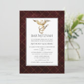 Deep Burgundy en Gold Dragon met de naam Bar Mitzv Kaart (Staand voorkant)