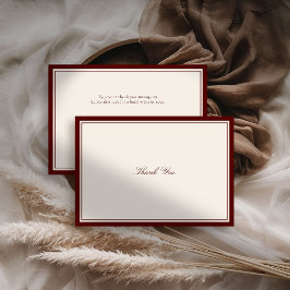 Deep Burgundy Estate Formal Modern Classic Wedding Bedankkaart