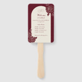 Deep Burgundy Floral Arch Wedding Ceremony Fan Handwaaier (Achterkant)