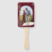Deep Burgundy Floral Arch Wedding Ceremony Fan Handwaaier (Voorkant)