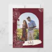 Deep Burgundy Floral Arch Wedding Thank You Card Bedankkaart (Achterkant)