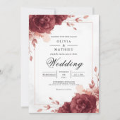 Deep Burgundy Floral Archway Wedding Kaart (Voorkant)