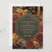 Deep Burgundy Floral Autumn Wedding Kaart (Voorkant)
