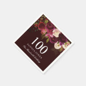 Deep Burgundy Floral Boho 100th Birthday Party Servet (Hoek)