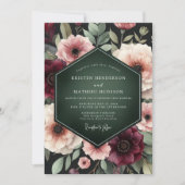 Deep Burgundy Floral Enchantment Wedding Kaart (Voorkant)