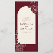 Deep Burgundy Floral Ivory Arch Wedding Menu (Achterkant)
