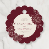 Deep Burgundy Floral Line Art Wedding Bedankjes Labels (Achterkant)