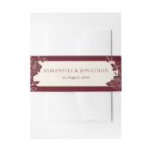 Deep Burgundy Floral Wedding Invitation Belly Band Uitnodigingen Wikkel (Voorkant Voorbeeld)