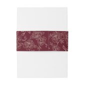 Deep Burgundy Floral Wedding Invitation Belly Band Uitnodigingen Wikkel (Achterkant Voorbeeld)