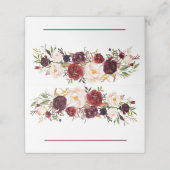 Deep Burgundy Floral Wedding Plaatskaartje (Buitenkant ongevouwen)