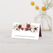 Deep Burgundy Floral Wedding Plaatskaartje (Achterkant)