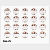 Deep Burgundy Floral Wedding Ronde Sticker (Vel)