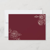 Deep Burgundy Floral Wedding RSVP with QR Code (Achterkant)