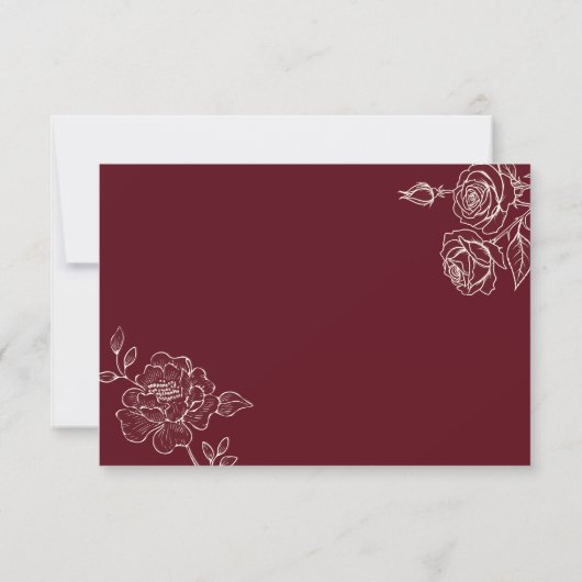 Deep Burgundy Floral Wedding RSVP with QR Code (Achterkant)
