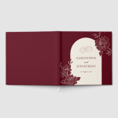 Deep Burgundy Floral with Ivory Arch Wedding Gastenboek (Volledig)