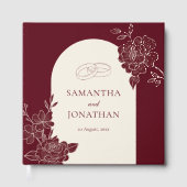 Deep Burgundy Floral with Ivory Arch Wedding Gastenboek (Voorkant)