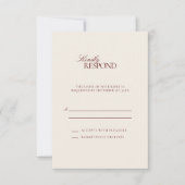 Deep Burgundy Formal Estate Modern Classic Wedding RSVP Kaartje (Voorkant)