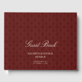 Deep Burgundy Formal Modern Classic Damask Wedding Gastenboek (Voorkant)