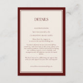 Deep Burgundy Formal Modern Classic Estate Wedding Informatiekaartje (Voorkant)