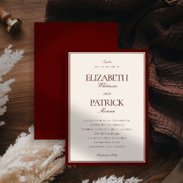 Deep Burgundy Formal Modern Classic Estate Wedding Kaart