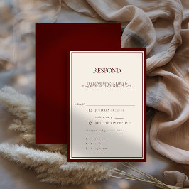 Deep Burgundy Formal Modern Classic Estate Wedding RSVP Kaartje