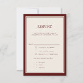 Deep Burgundy Formal Modern Classic Estate Wedding RSVP Kaartje (Voorkant)