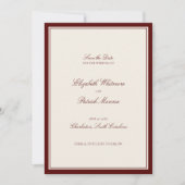 Deep Burgundy Formal Modern Classic Estate Wedding Save The Date (Voorkant)