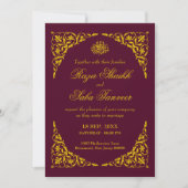 Deep Burgundy Islamic Wedding Invitation Kaart (Voorkant)