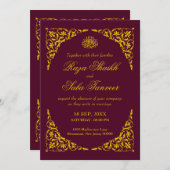 Deep Burgundy Islamic Wedding Invitation Kaart (Voorkant / Achterkant)
