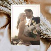 Deep Burgundy Ivory Crest Old Money Photo Wedding Bedankkaart