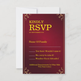 Deep Burgundy Ivory Elegant Wedding RSVP Kaartje