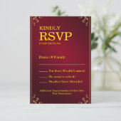Deep Burgundy Ivory Elegant Wedding RSVP Kaartje (Staand voorkant)