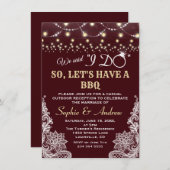 Deep Burgundy Lace String Lights After I DO BBQ Kaart (Voorkant / Achterkant)