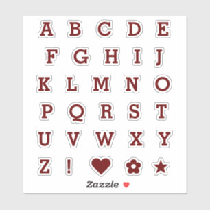 Deep Burgundy Letters   Monogram Alfabet Stickers