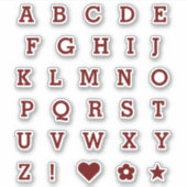 Deep Burgundy Letters | Monogram Alfabet Stickers (Voorkant)