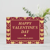 Deep Burgundy Luxury Hearts Valentine’s Gift Feestdagenkaart (Staand voorkant)