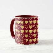 Deep Burgundy Luxury Hearts Valentine’s Gift Mok (Voorkant links)