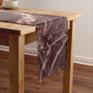 Deep Burgundy Marble Modern Luxury Look Korte Tafelloper