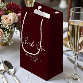Deep Burgundy Minimalist Bridal Shower Thank You Klein Cadeauzakje