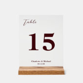 Deep Burgundy Minimalist Wedding Table Number Acryl Bord (Voorkant)