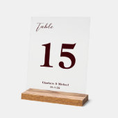 Deep Burgundy Minimalist Wedding Table Number Acryl Bord (Hoek)