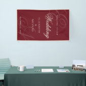 Deep Burgundy Monogram Calligraphy Wedding Welcome Spandoek (Beurs)