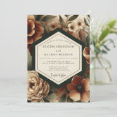 Deep Burgundy Moody Bloom Wedding Kaart (Staand voorkant)