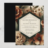 Deep Burgundy Moody Bloom Wedding Kaart (Voorkant / Achterkant)